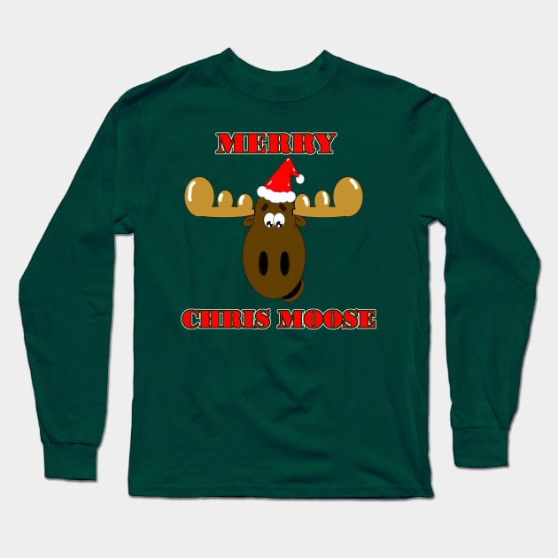 Merry Chris Moose Long Sleeve T-Shirt by Wilber’s Ink